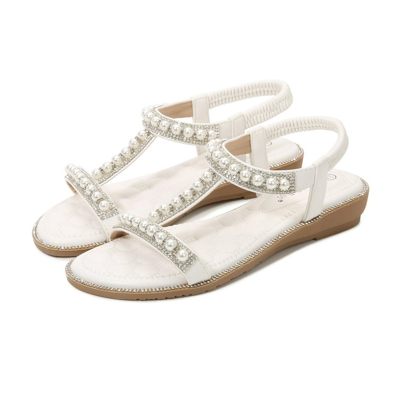 White studded wedges discount