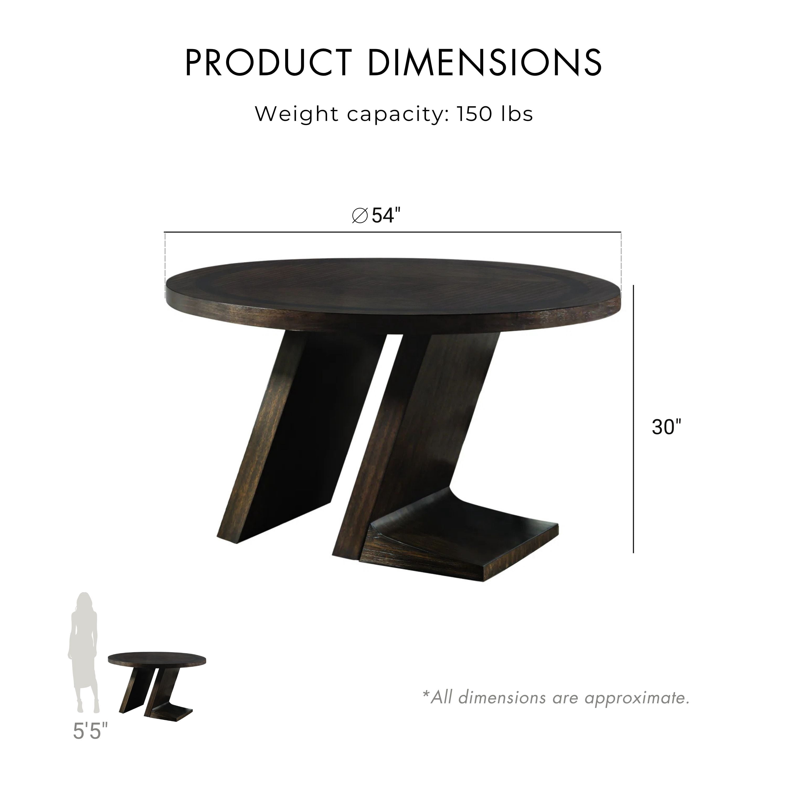 Furniture of America Rhiannon Solid Wood 54-inch Round Dining Table, Espresso
