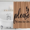 thumbnail image 2 of Shower Curtain Bathroom Set Please Remove Your Shoes Text Waterproof Fabric Shower Curtains with Grommets&Hooks, Black Footprint on Brown Privacy Bath Curtain for Bathtub 60x72in, 2 of 9