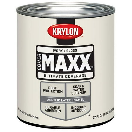 Krylon COVERMAXX Spray Paint, Gloss Ivory, 1 Quart