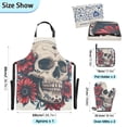 thumbnail image 3 of Skull and Flowers 5 Pcs Kitchen Set Heat Resistant Oven Mitts and Non-Slip Pot Holders with Adjustable Cooking Apron, 3 of 6