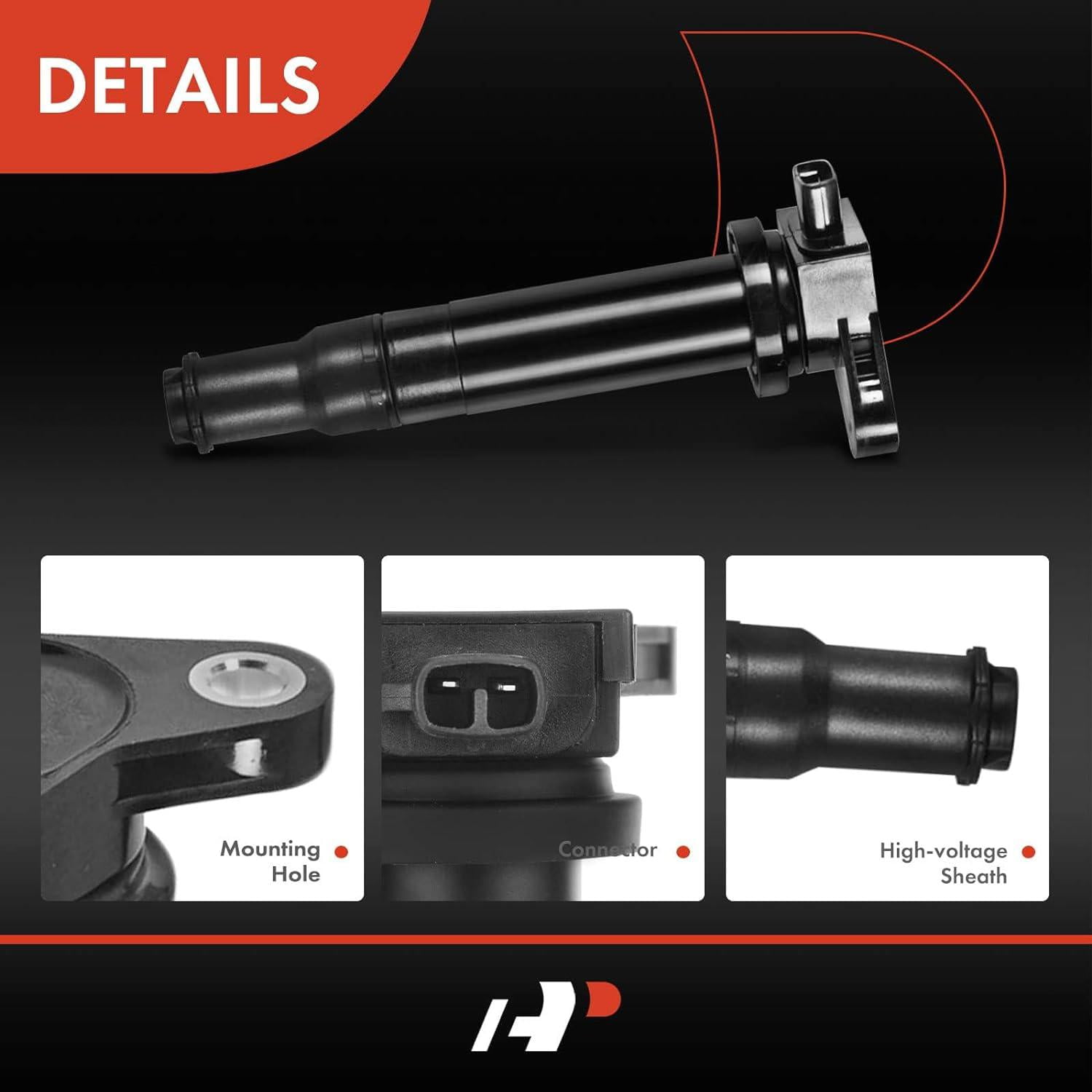 A-Premium Ignition Coils Pack Compatible with Hyundai Accent Kia Rio Rio5 2006 2007 2008 2009 2010 2011 1.6L Compatible UF-499 27301-26640 C1543 (4-PC Set)