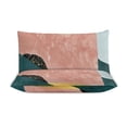 thumbnail image 3 of 3 Pcs Soft Bedding Set, Includes 1 Duvet Cover with Zipper And 2 Pillow Shams,Abstract Green Mountain Landscape Color Block Minimalist Twin(86"x70"), 3 of 8