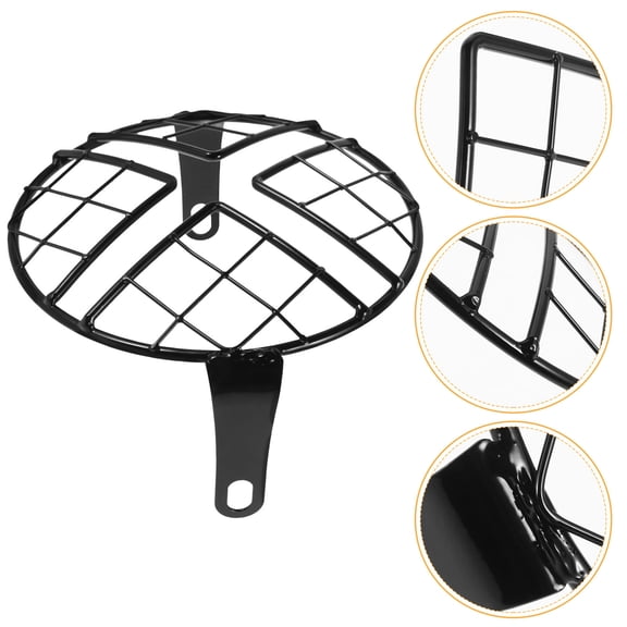 QIFULL Black Motorcycle Headlight Grill Cover with Grid Design Easy Install Headlight Protector for Outdoor Use