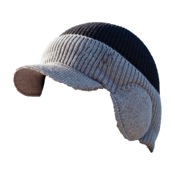 geerera Ear Flap Beanie with Brim, Knit Winter Hat Stocking Cap for Men and Women, Cold Weather Outdoor Hat, Snow Cap, Winter Sports
