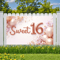 thumbnail image 6 of Elegant Design Sweet 16 Birthday Celebration Sparkling Decoration Sweet 16 Banner Elegant Pink Balloon Backdrop for Teen Party Indoor Celebration Photo Shoot, 6 of 7