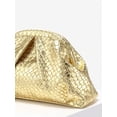 thumbnail image 4 of Women's Metallic Woven Cloud Clutch Bag, Gold, 4 of 5