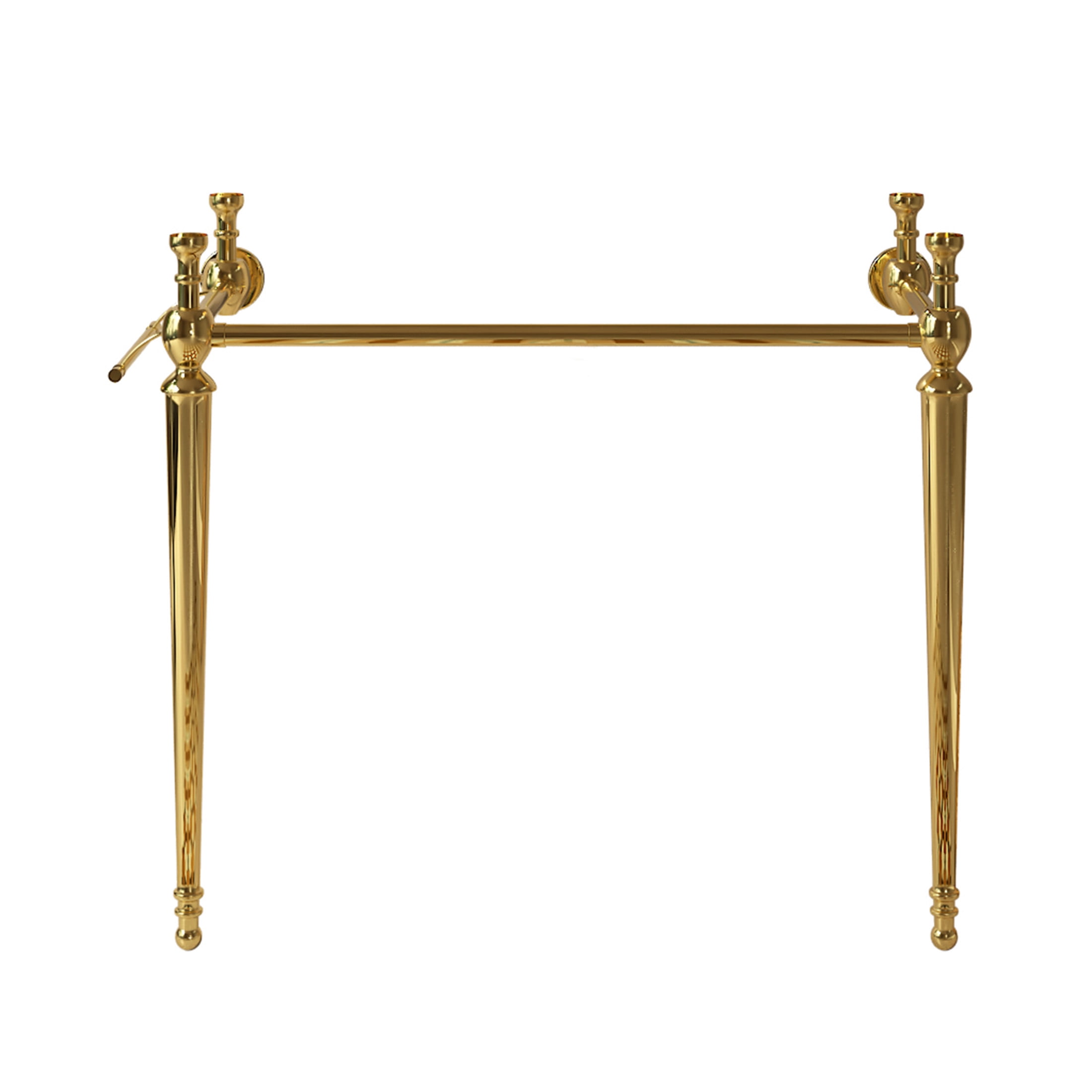 Noble House Vici 36" Freestanding Bathroom Console Vanity Open Frame with Towel Bar, Heavy-Duty Iron Legs, Gold