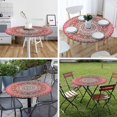 thumbnail image 5 of Red Mandala Round Fitted Tablecloth Vintage Decorative Elements Flora Oriental Pattern Elastic Edge Tablecloth Waterproof Oilcloth Table Cover for 40"-44", 5 of 6
