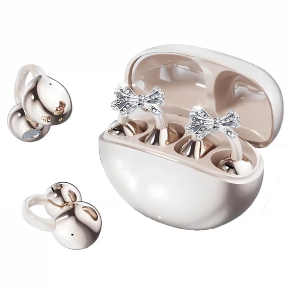 CHENRUIDA Clip on Earbuds Bluetooth 5.4 ,50H Play, Sports Over Ear Buds, Comfortable for Small Ears & Glasses Wearers, Workouts (Rose gold)