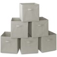 thumbnail image 1 of Juego de 6 cubos de tela Casafield, gris claro - Cestas plegables de 33 cm para estantes y organizadores de cubículos, 1 of 7