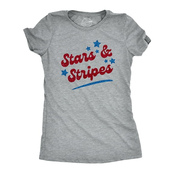 Womens Stars and Stripes Glitter T Shirt Funny Cool Fourth Of July Party Patriotic Tee for Ladies Womens Graphic Tees