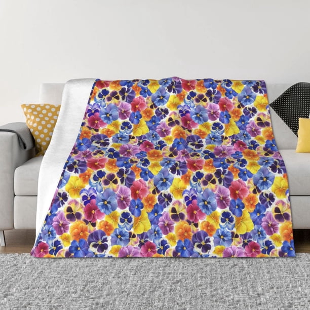 Balery The Garden Tricolor Pansy Flower Manta de Franela con Dibujo, Lujo Ultra Suave y Cálido, Antipelusa y Resistente a las Arrugas para Cama, Sofá, Camping -40"x30"