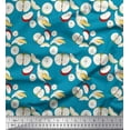 thumbnail image 1 of Soimoi Blue Silk Fabric Banana & Fresh Print Fabric by The Yard 42 Inch Wide, 1 of 3