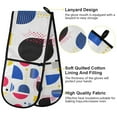 thumbnail image 2 of Yayeee Double Oven Mitt Kitchen Heat Resistant Baking 35" x7" Quilted Glove, Blue Retro Shapes, 2 of 6