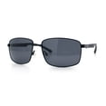 thumbnail image 5 of Polarized Mens Rectangular Metal Rim Gentlemanly Wrap Curved Sunglasses [All Black], 5 of 7
