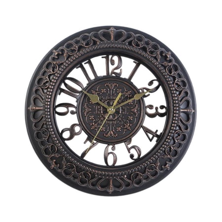 Esquirla Wall Clock, 12 inch Large Wall Clock Retro Vintage Clock Non - Ticking Battery Operated Glass Mirror Easy to Read for Indoor Decor (12') - Black