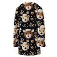 thumbnail image 5 of Women's Long Sleeve Plush Bathrobe - Winter Warm Christmas Printed Homewear, Black, S, 5 of 5