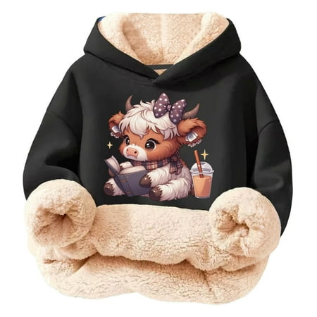 Rggeeun Teenage Sweatshirt For Girls Soft Winter Pullover With Prints Cartoon Highland Cow Cute Casual Stylish Top For Kids And Outdoor Activities Gy2 13-14 Years Long Sleeve