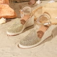 thumbnail image 2 of Rokment Boho Braided Sunflower Espadrilles Wedges Dress Sandals for Women Beach Summer Vacation Casual Crochet Closed Toe Platform High Heels Khaki Size7.5, 2 of 5