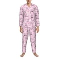 thumbnail image 3 of Honeii Rabbit Face Pattern Mens Pajamas Set,2pcs Men's Lounge Long Sleeve Sleep Shirt and Pajama Bottoms Sleepwear Set,Mens Pjs Sets-Large, 3 of 7
