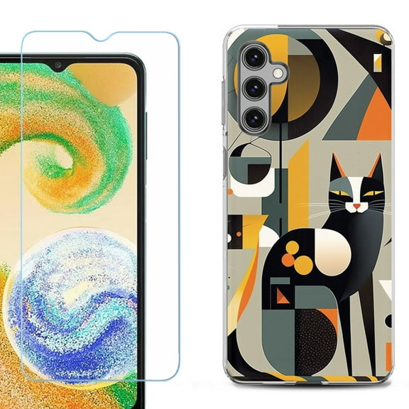 OneToughShield ® Compatible with Samsung Galaxy A15 5G, Shockproof Phone Case, with Tempered Glass Screen Protector - Chill Cat