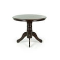 thumbnail image 3 of 3 Piece Dining Table Set, 2 Classic Style Solid Wood Warm Chairs with Pedestal Round Dining Table, Kitchen Room Set, Espresso Color w PU Leather Cushions, 3 of 8