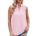thumbnail image 1 of Women Sleeveless Blouse Ruffles Button V Neck Vest Casual Tops, 1 of 8