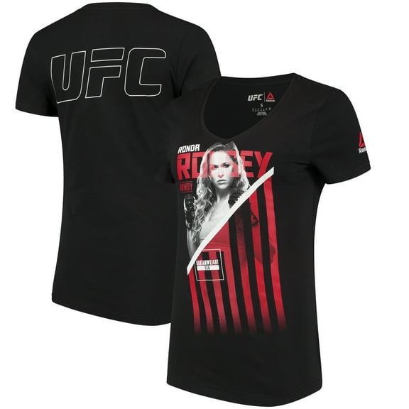 Ronda Rousey UFC Reebok Women's Fighter V-Neck T-Shirt - Black
