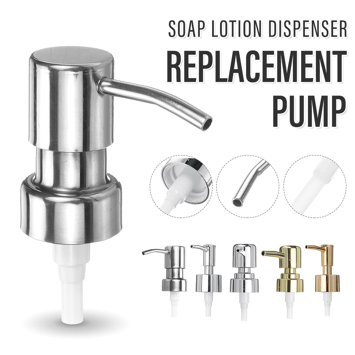 1Pcs Stainless Steel/Plastic Soap Lotion Dispenser Pumps Replacement