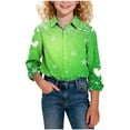 thumbnail image 6 of Riecok Button down Shirt Boys St Patrick's Day Lapel Collared Graphic Print Blouse Long Sleeve Holiday Trendy Tops, 6 of 8