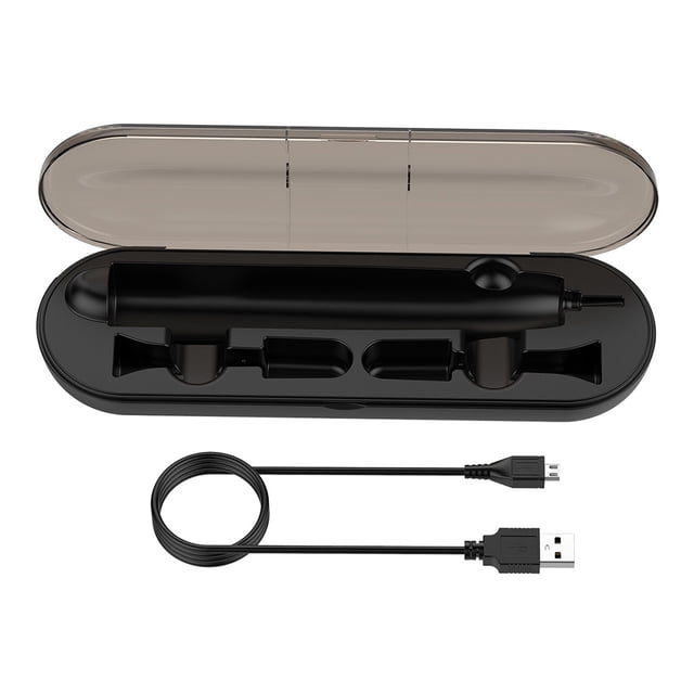 ABS Portable Electric Toothbrush Charger Charging Case for 1m cable, compatible with HX9332, HX9210, and other models. Features a sleek black design with a compact case and USB cable. Made of insulated ABS material, it is IP67 waterproof and dustproof, suitable for humid environments like bathrooms. Includes induction charging for convenient use.