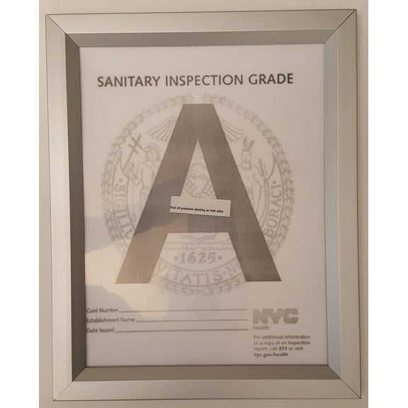 NYC Sanitary Inspection Grade Frame 8.5" X 11" ( Heavy Duty - Aluminum)