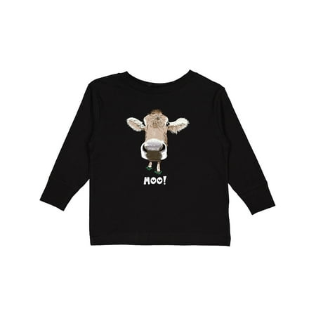 

Inktastic Moo! Cute Brown Holstein Cow Boys or Girls Long Sleeve Toddler T-Shirt