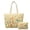 Beige Floral Bow, variant on HUIACONG Pink Cartoon Fish Padded Shoulder Tote Bag 2 Pcs Set for Women, Stitched Texture Tear Resistant Zip Closure Large Inner Space with Matching Cosmetic Pouch for Work Travel