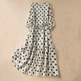 thumbnail image 2 of SMihono Women Short Sleeve Polka Dot Print Dress Summer Vintage Crew Neck Casual Tied Waist Loose Midi Beach Dresses Beige XXL, 2 of 8