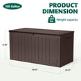 thumbnail image 2 of WLLJOY 100 Gallon Outdoor Storage Resin Deck Box, Lockable Patio Outdoor Storage Box for Furniture, Garden Tools and Tools Storage, Waterproof, Brown, 2 of 8