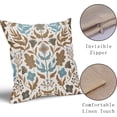 thumbnail image 3 of Brown Blue Grey Floral Pillow Covers 16x16 Set of 2 Flower Flower Block Print Decorative Throw Pillowcases Outdoor Spring Summer Farmhouse Cushion Cases Decor for Home Couch Sofa Bed, 3 of 7