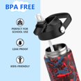 thumbnail image 3 of Ntswasd Botella De Agua Para Niños Con Pajita, Vasos Aislados Para Niños De 18 Oz Con Acero Inoxidable A Prueba De Fugas Para Deportes Escolares Y Viajes (Geometría-Rojo), 3 of 5