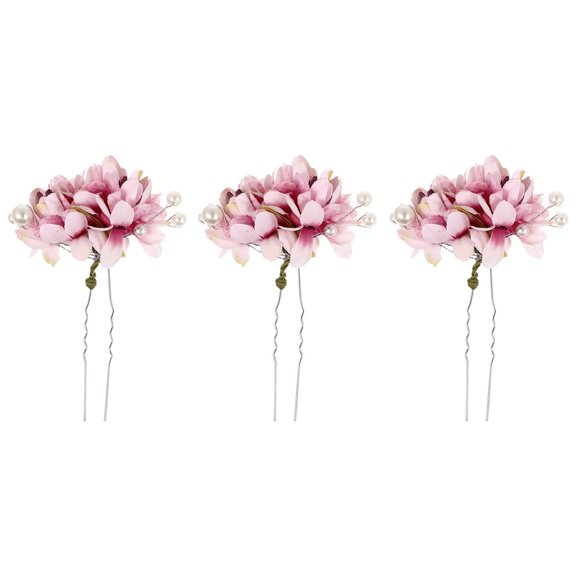 Minkissy 3Pcs Pink Fabric Flower Hairpin for Wedding Bridal Hair Styling and Formal Events