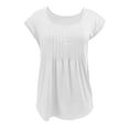 thumbnail image 3 of Plain T Shirts for Women 2025 Cap Sleeve Scoop Neck Pleated Front Loose Casual Tee Shirt Womens T Shirts, 3 of 5