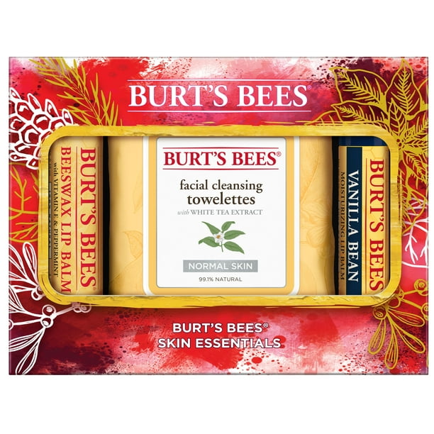 Burt's Bees Skin Essentials Holiday Gift Set, 3 Face Products Lip