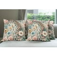 thumbnail image 6 of Ambesonne Leopard Print Throw Pillow Cover 4 Pack, Wild Springtime Bloom, 18", Blush Pale Brown Blue, 6 of 7