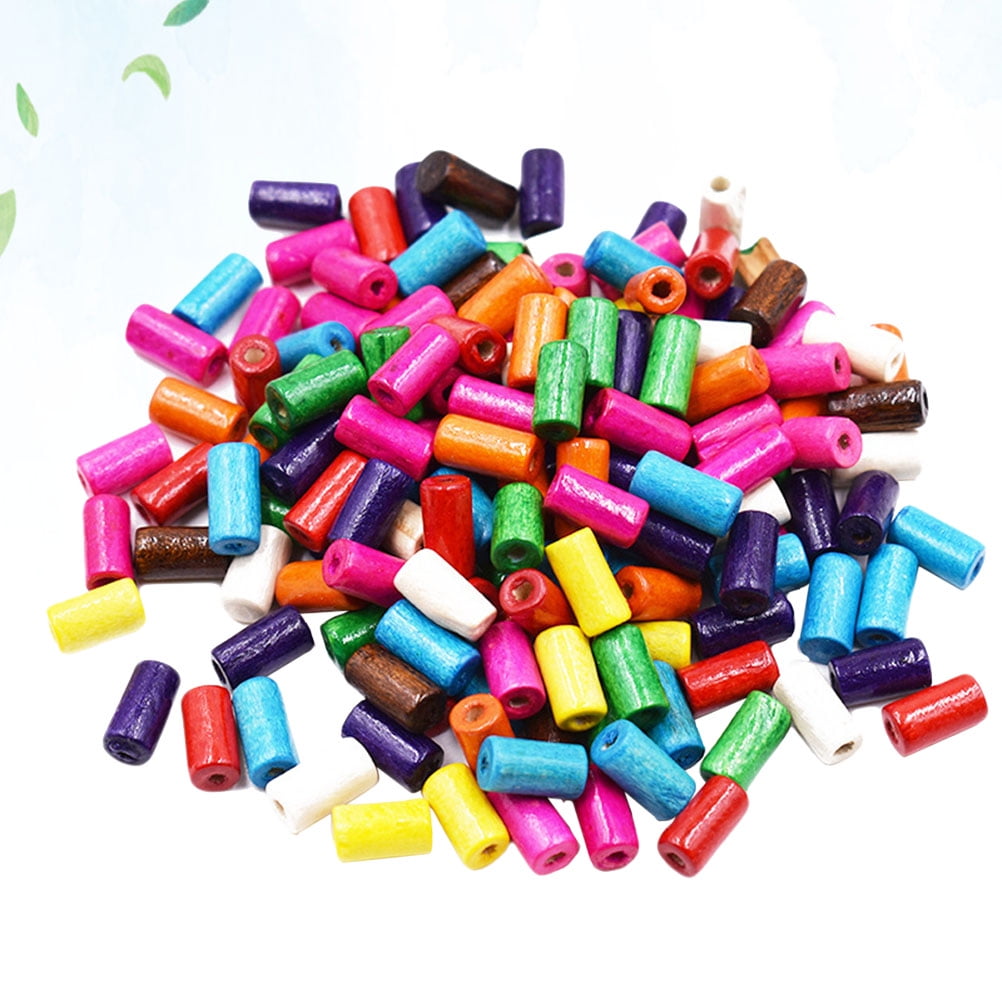 HINTRMENT 1Pack Wood Jewelry Beads Multi Color Beads Natural Wood for Family Craft Night and DIY Jewelry