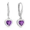 Amanda Rose Collection Heart Amethyst Dangle Earrings,Sterling Silver - 1.50 ct