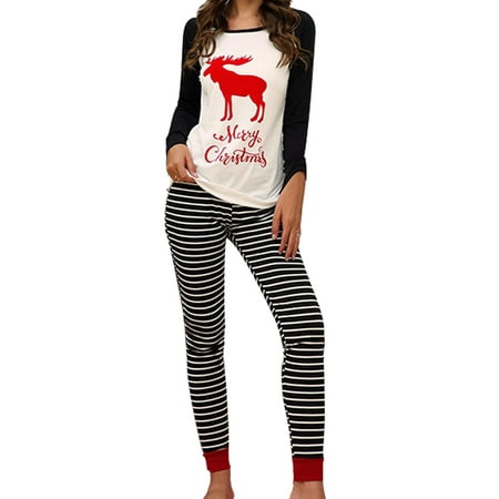 

Christmas Crewneck Button Long Sleeve Xmas Womens PJ S Lounge Wear Pyjama Set Sleepwear Nightwear Tops+Pants Set