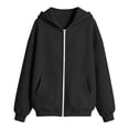 thumbnail image 5 of XAOFW Girls Zip Up Hoodies Long Sleeve Solid Color Hooded Sweatshirt Soft Lightweight Pullover With Front Pockets For Kids Back To School Season Versatile Tops 12-13 Years, 5 of 5
