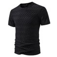 thumbnail image 2 of SOMOWI Men's Tops, Tees & Blouses Summer With Embossed Design Daily Wear Vacation Black Casual Fall Tops L, 2 of 4