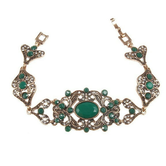 Kachbutis Vintage Bracelets for Women, Bohemian Flower Engraved Bracelet Alloy Gold Plated Bracelet Handmade Western National Style for Women Ethnic Boho Jewelry