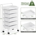 thumbnail image 2 of 5 Tier Rolling Cart with 5 Drawers, Utility Cart with Drawers and Tabletop, Multipurpose Rolling Storage Cart Storage Drawer Cart Organizer with Lockable Wheels for Home Office School, White, 2 of 16